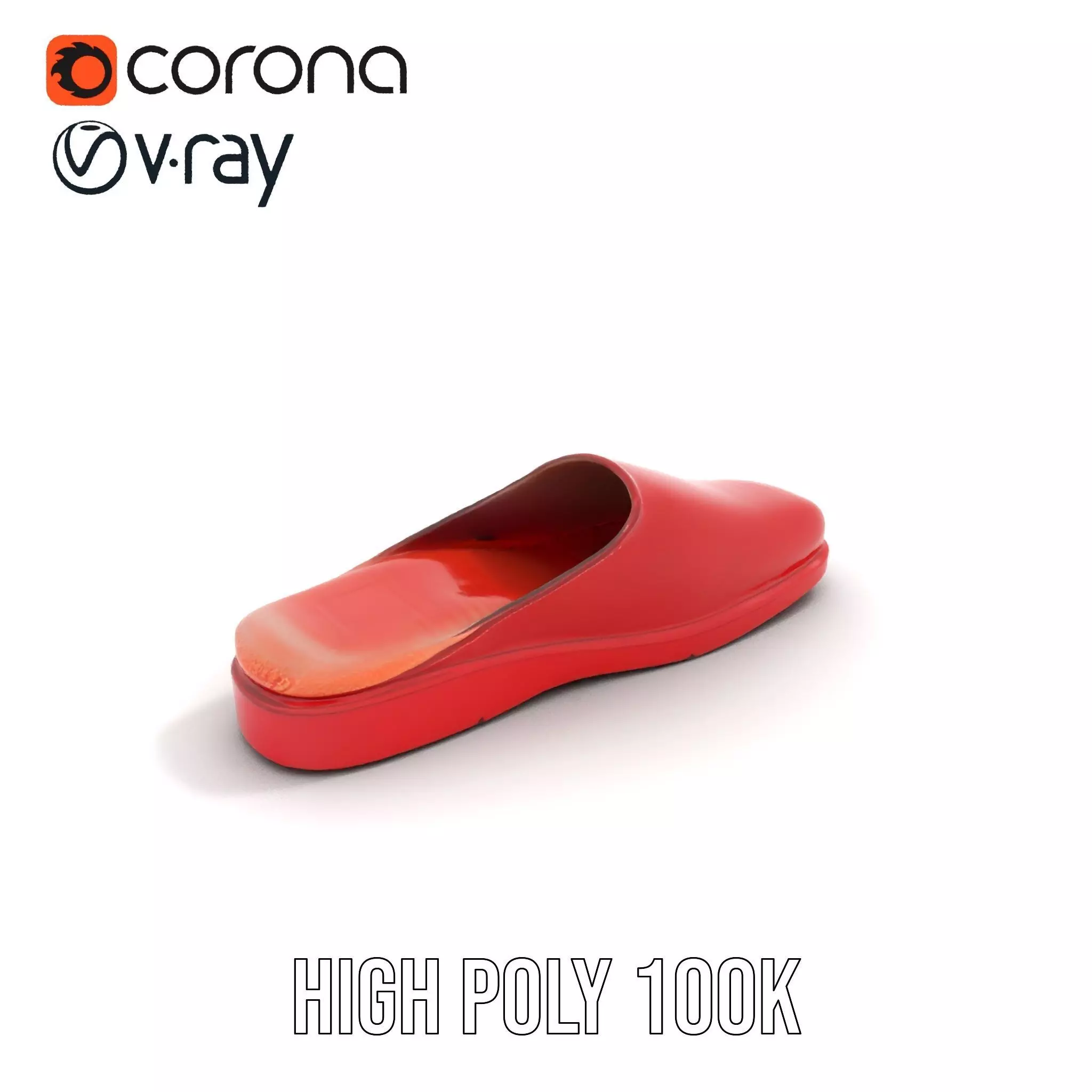 Red Leather Slipper model pack Low-poly 3D model_13
