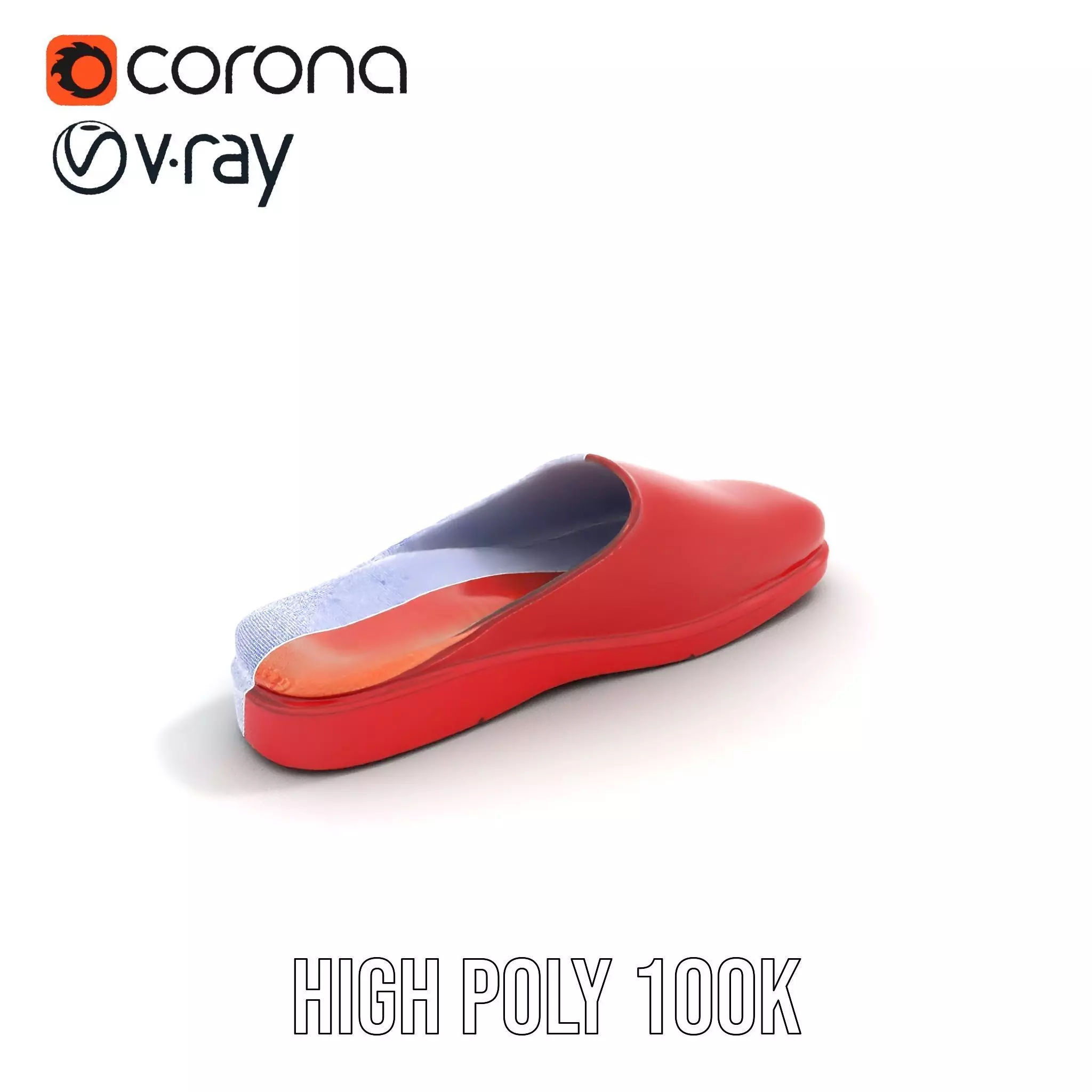 Red Leather Slipper model pack Low-poly 3D model_32