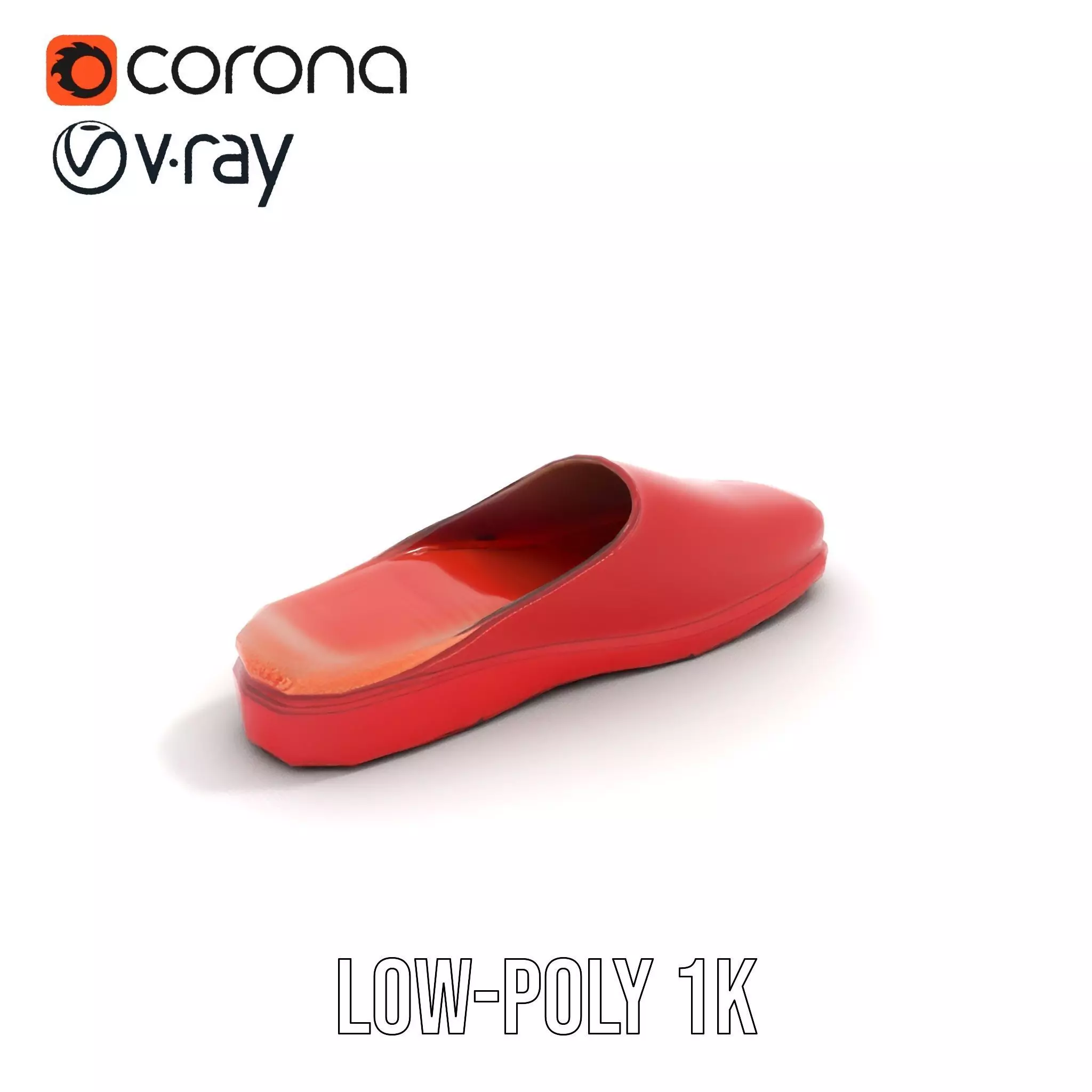 Red Leather Slipper model pack Low-poly 3D model_15