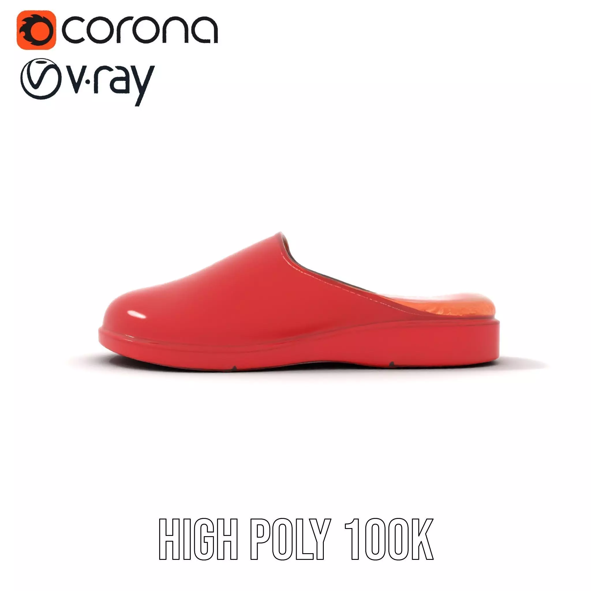 Red Leather Slipper model pack Low-poly 3D model_33