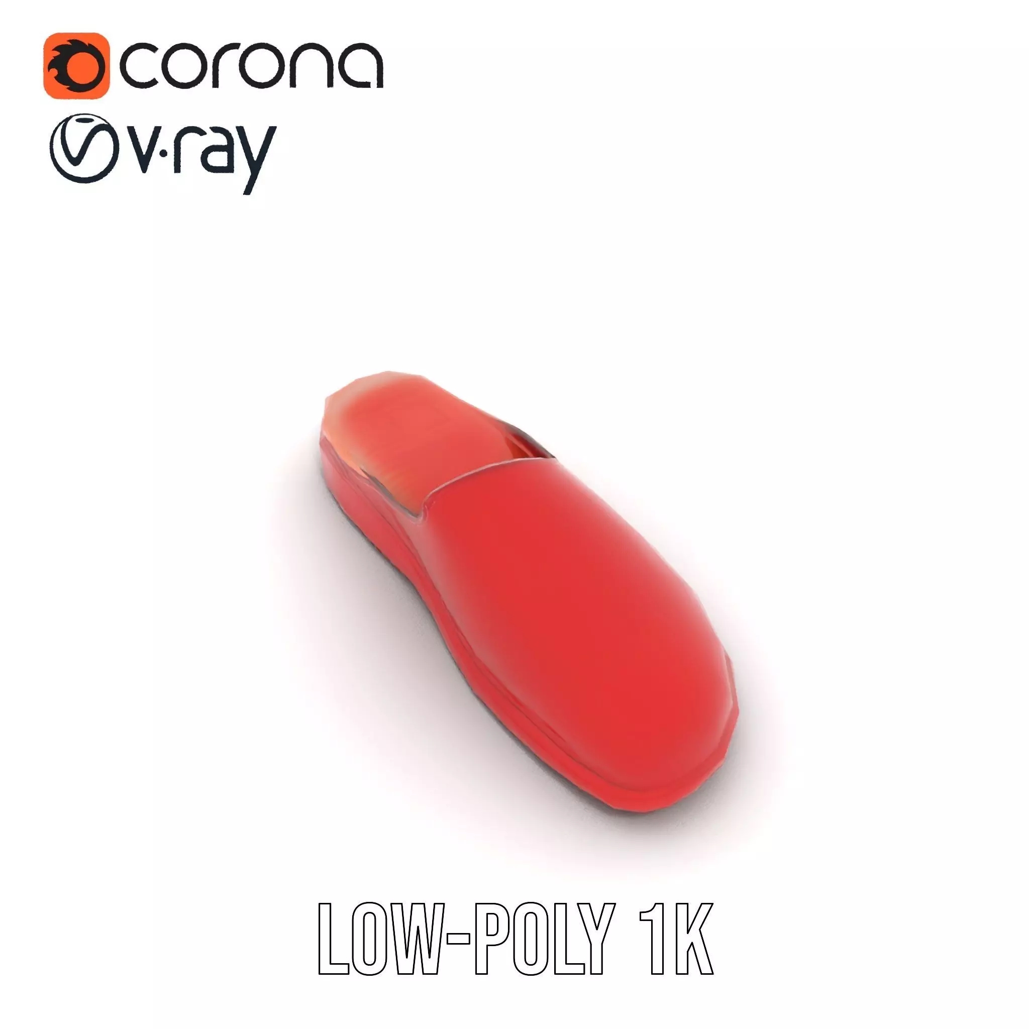 Red Leather Slipper model pack Low-poly 3D model_7