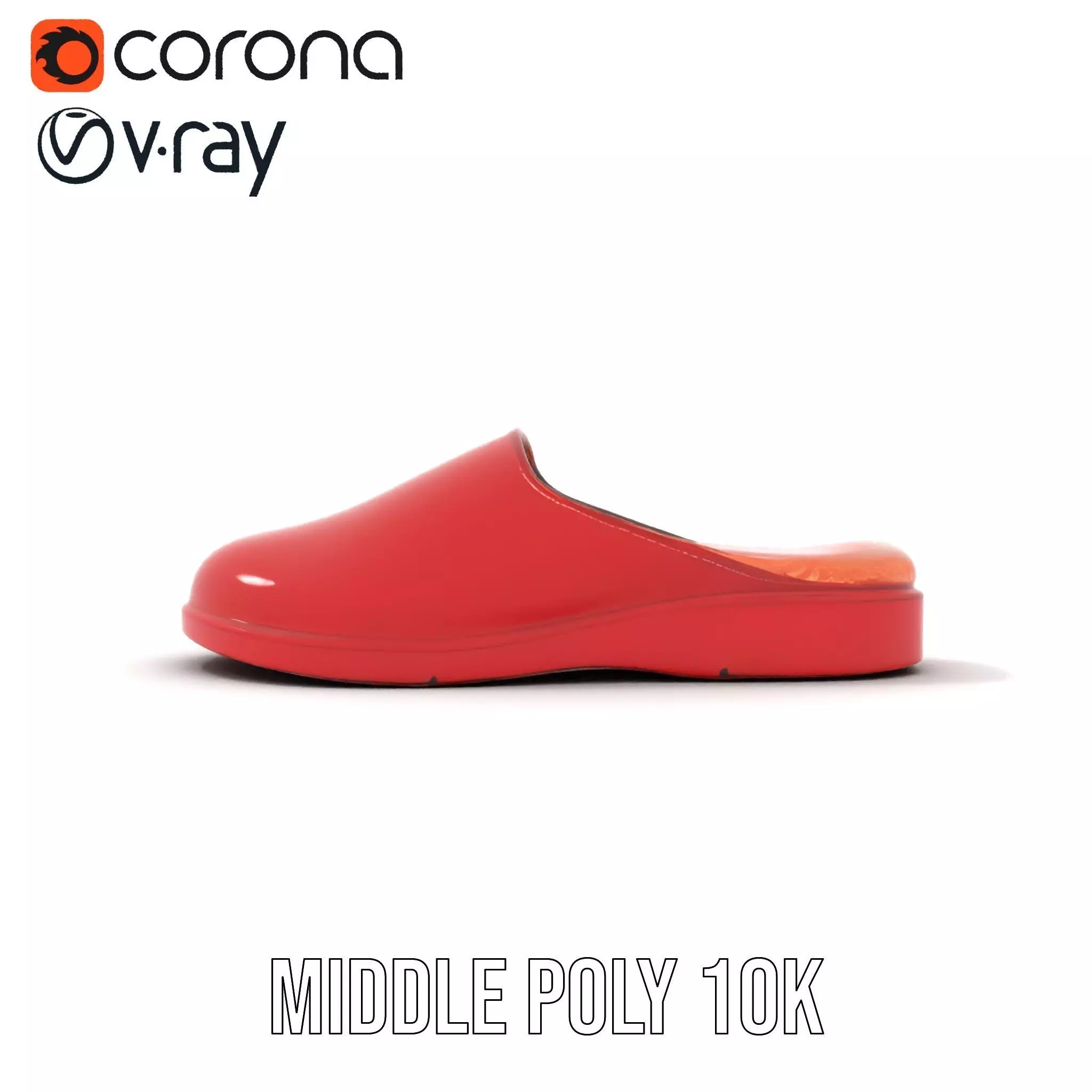 Red Leather Slipper model pack Low-poly 3D model_11