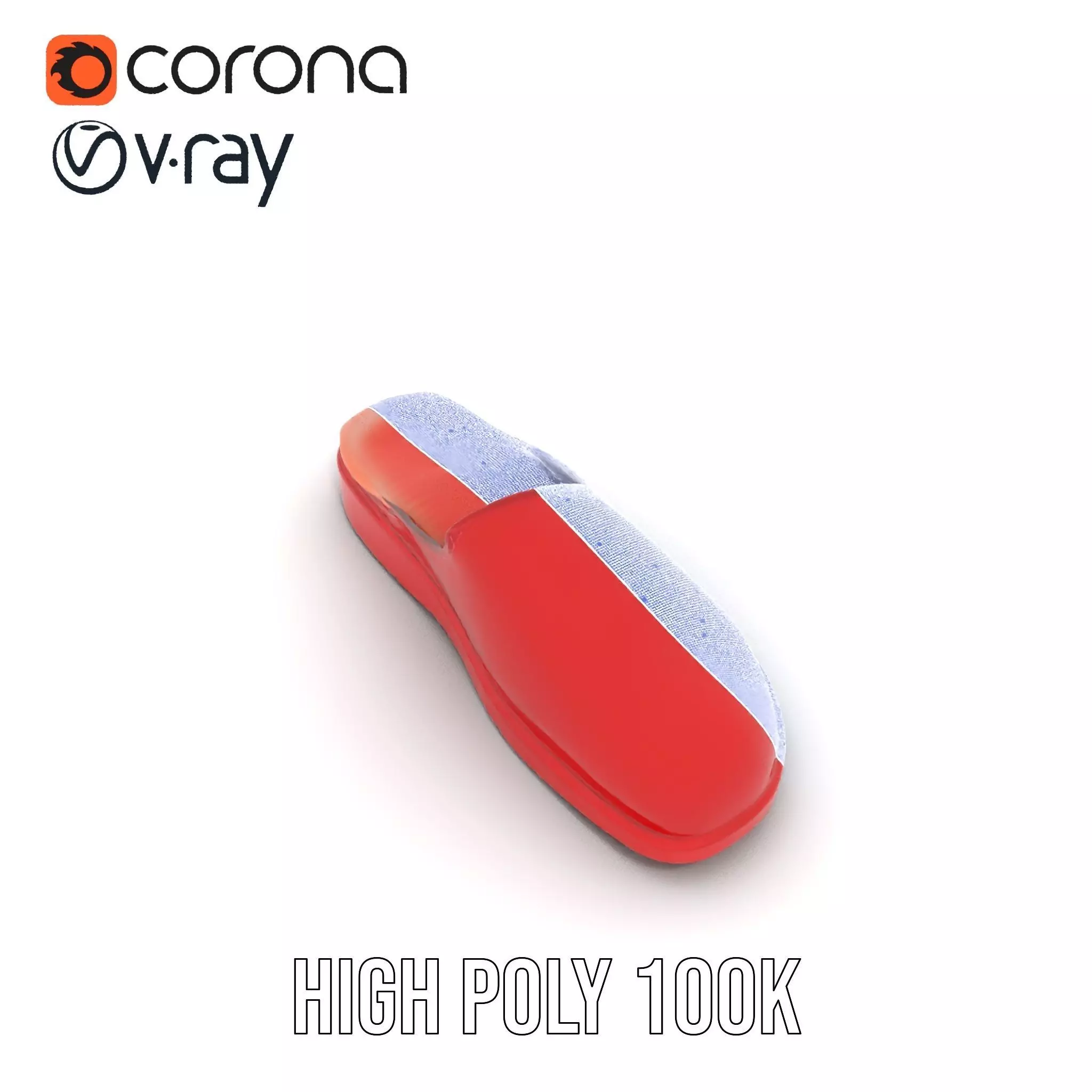 Red Leather Slipper model pack Low-poly 3D model_23