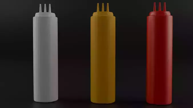 Realistic 3D Sauce Bottles Pack