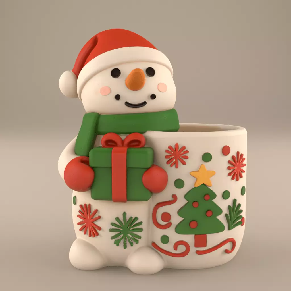 Christmas Snowman Planter and Candy Dish STL 3D print model