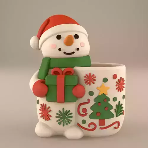 Christmas Snowman Planter and Candy Dish STL