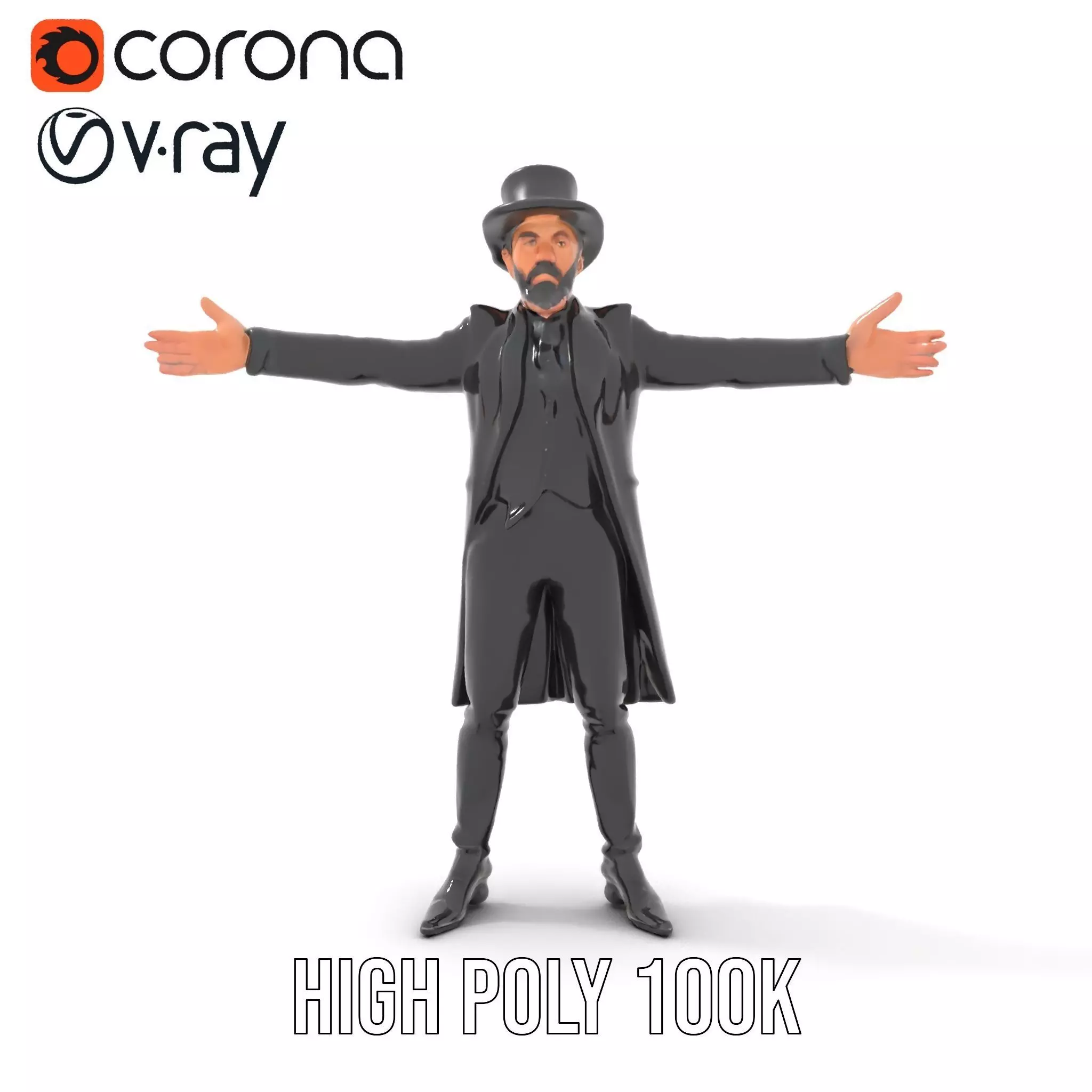 Elegant Victorian Gentleman model pack Low-poly 3D model_22