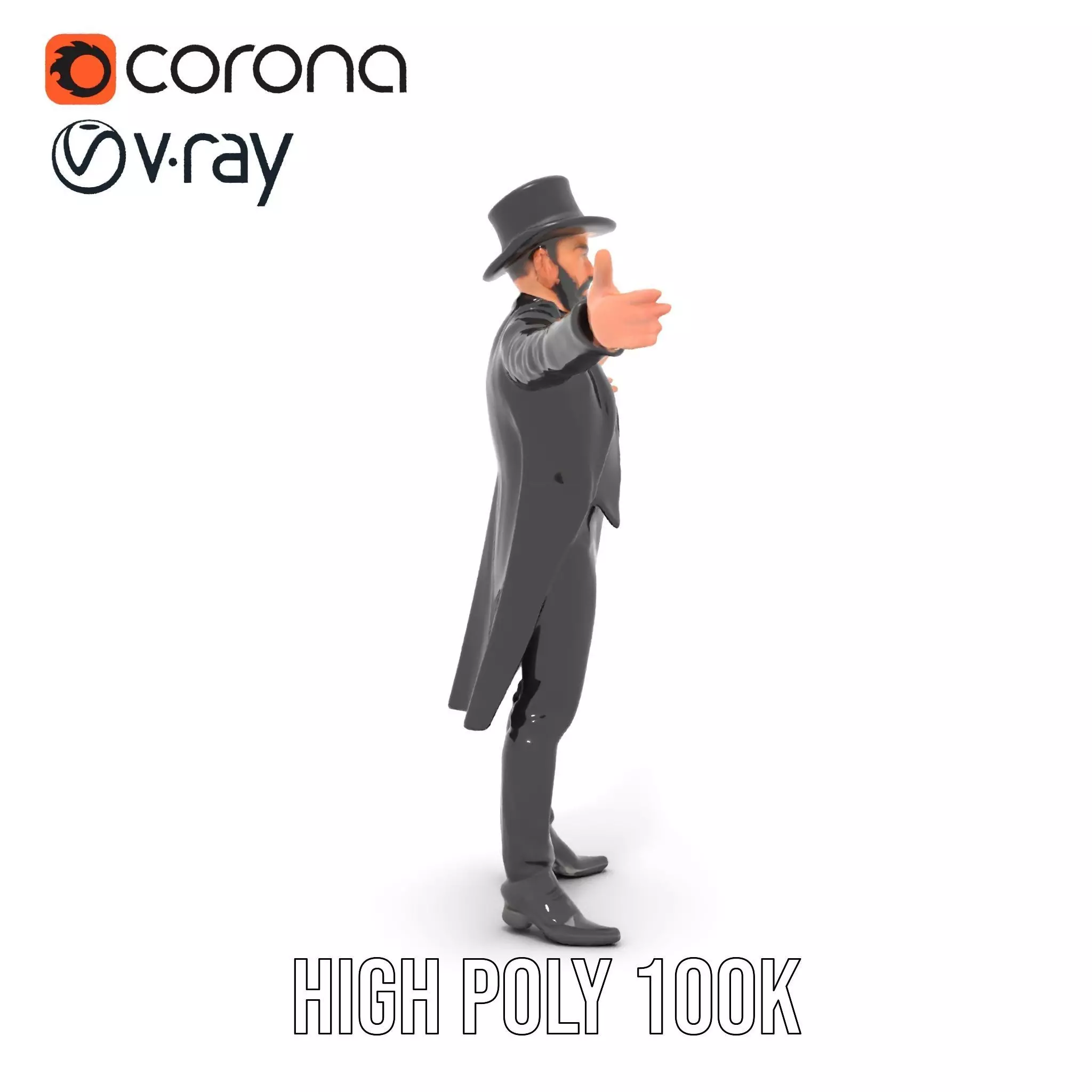 Elegant Victorian Gentleman model pack Low-poly 3D model_25