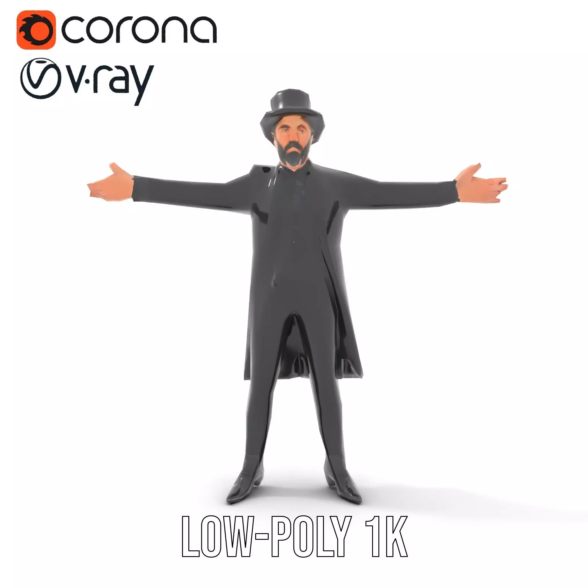 Elegant Victorian Gentleman model pack Low-poly 3D model_7