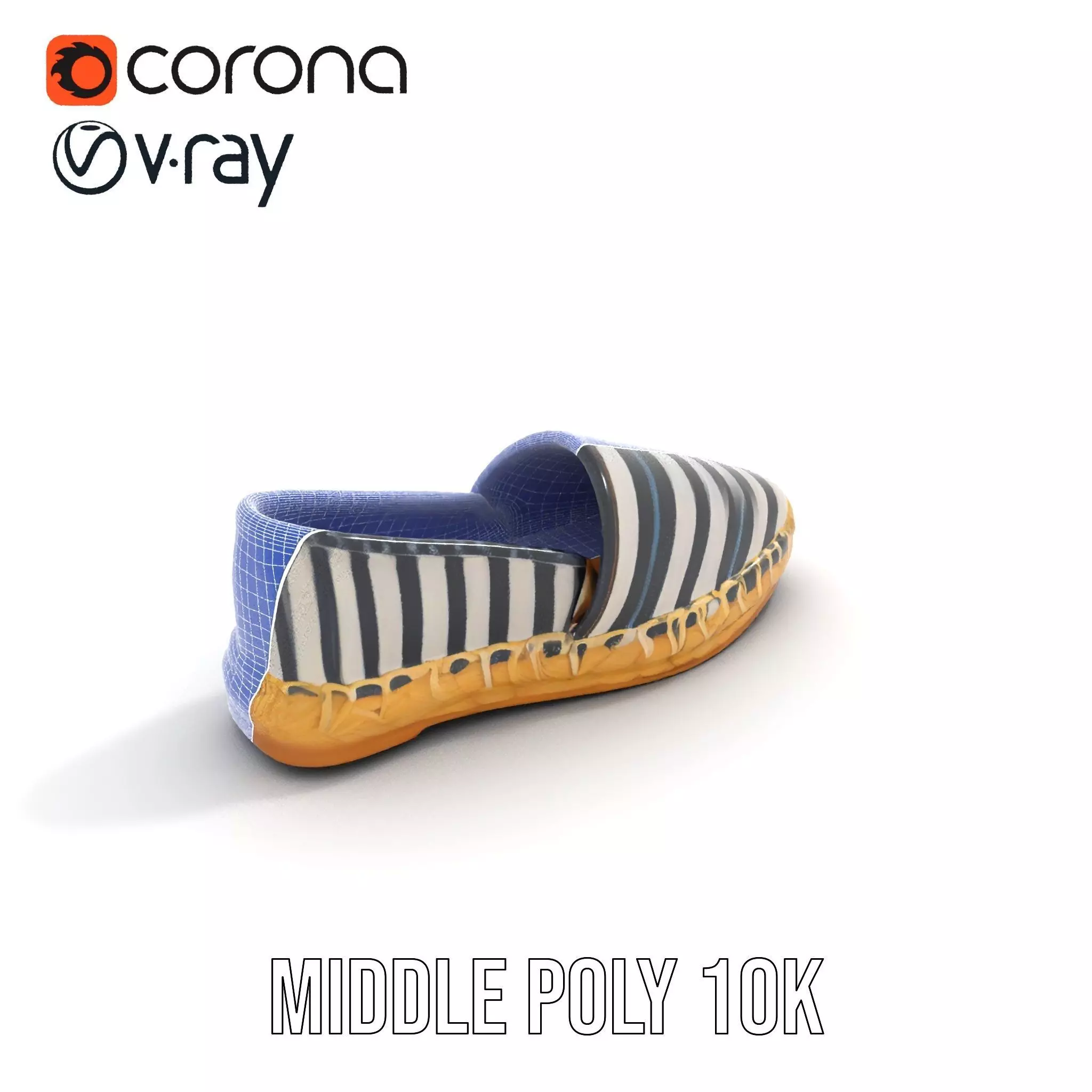 Striped Espadrille Shoe model pack Low-poly 3D model_26