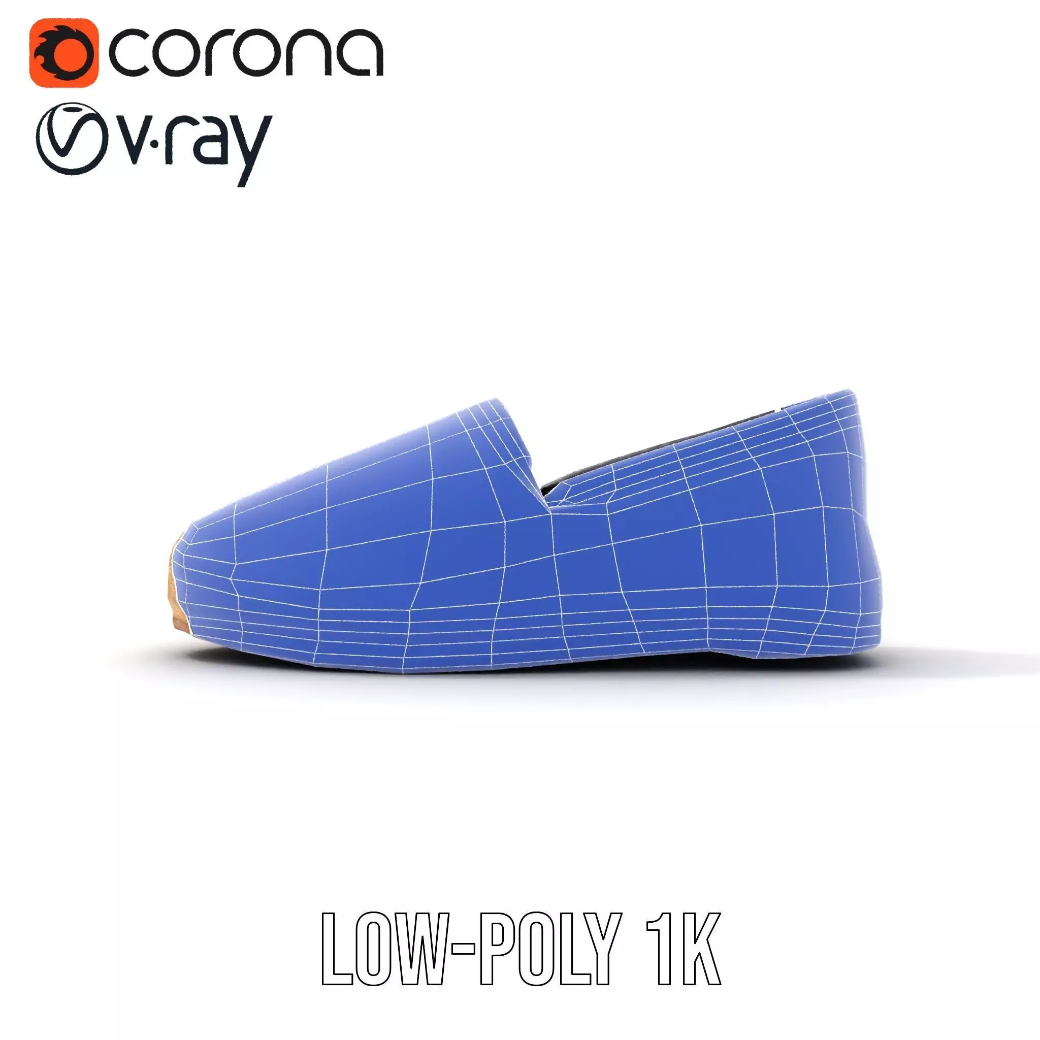 Striped Espadrille Shoe model pack Low-poly 3D model_30