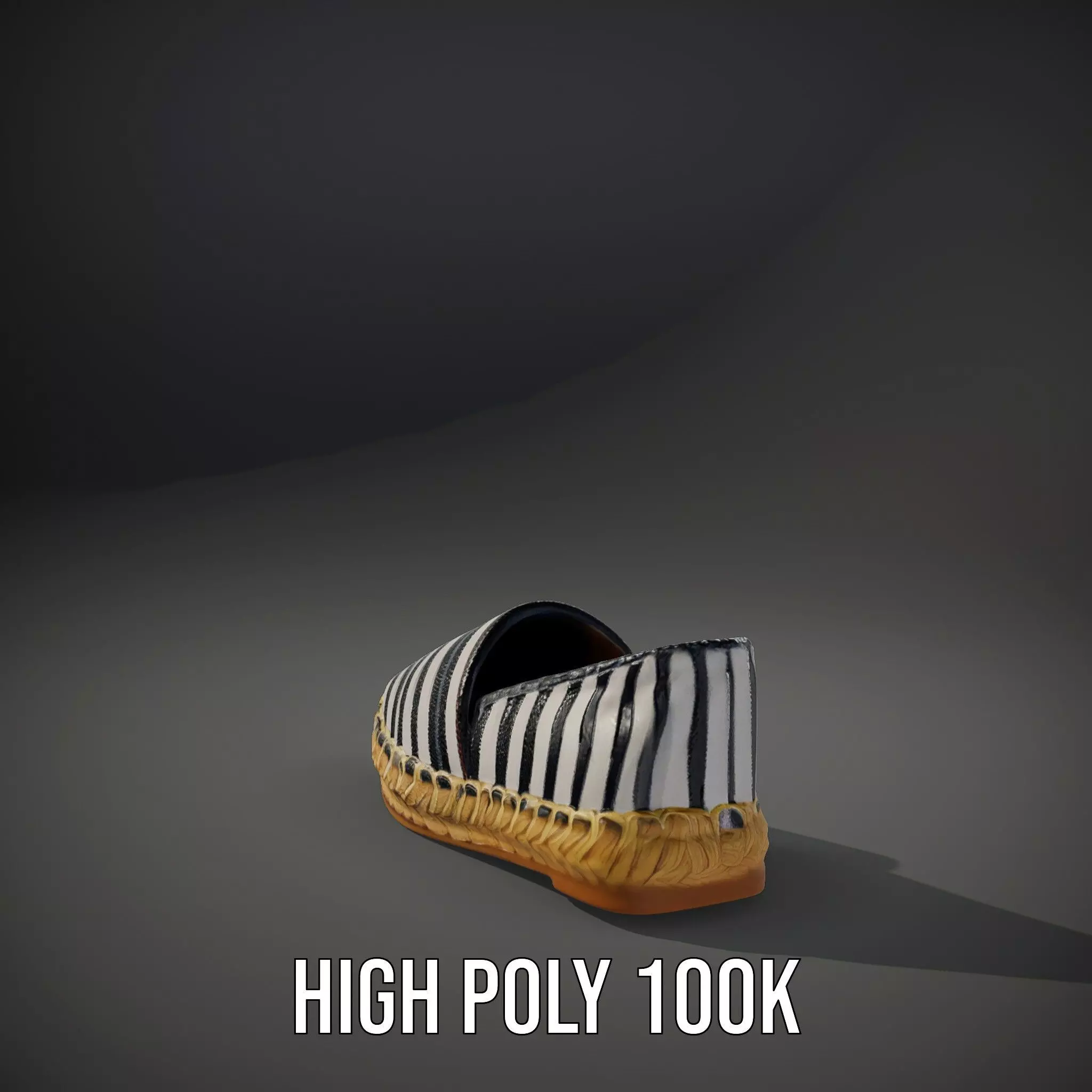 Striped Espadrille Shoe model pack Low-poly 3D model_10