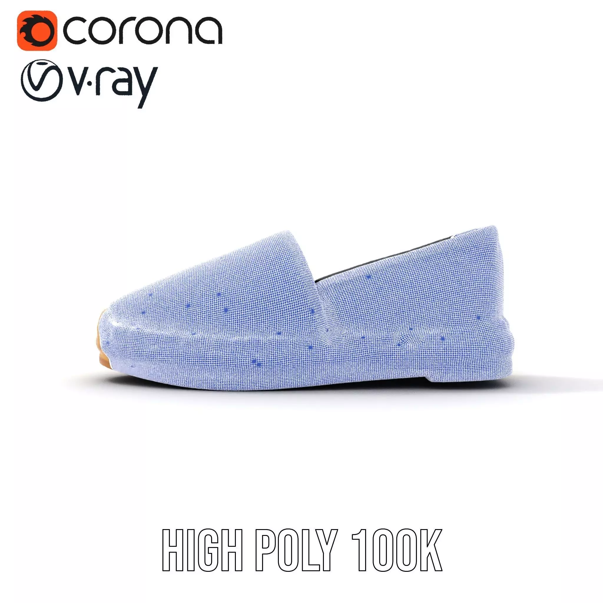 Striped Espadrille Shoe model pack Low-poly 3D model_32