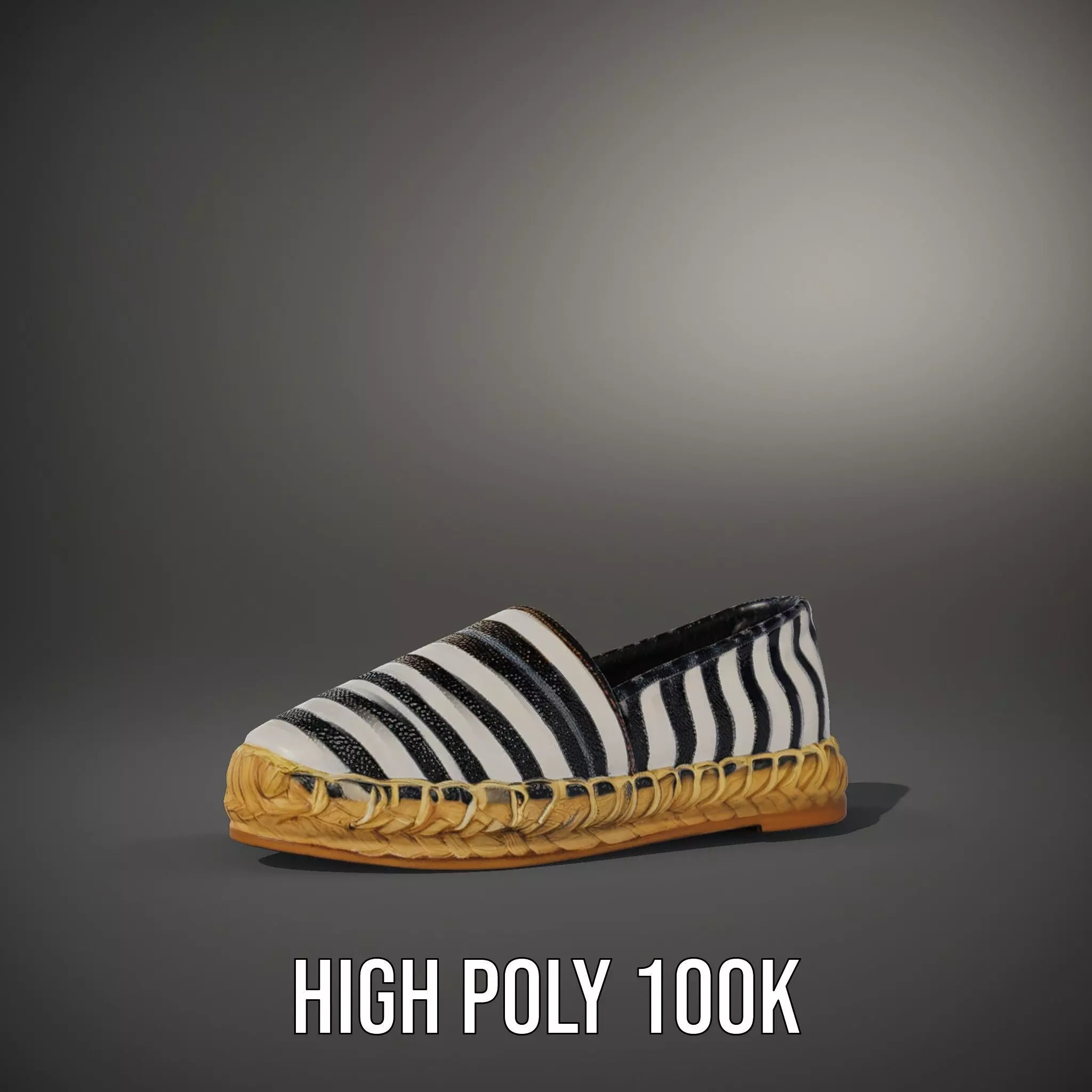 Striped Espadrille Shoe model pack Low-poly 3D model_8