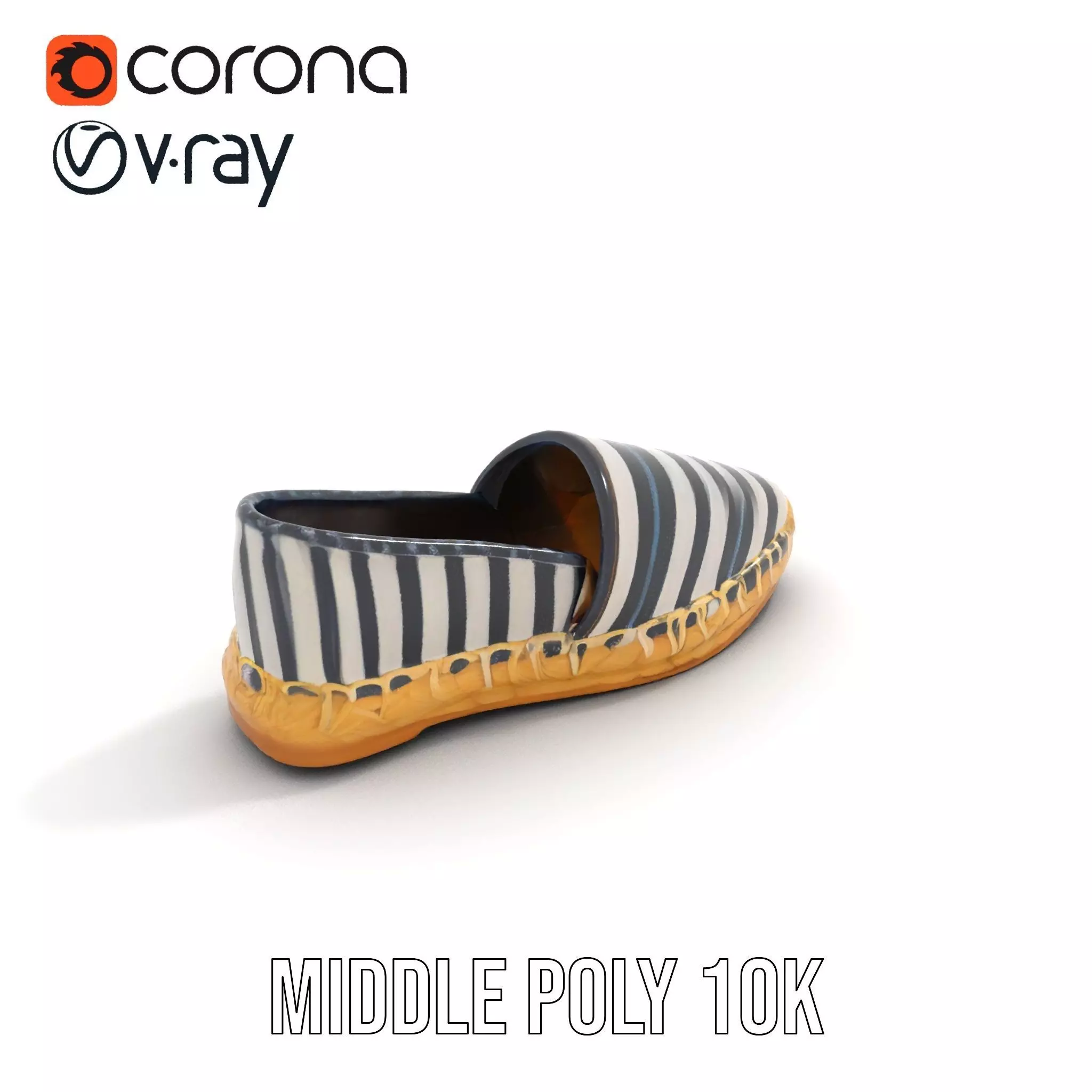 Striped Espadrille Shoe model pack Low-poly 3D model_15