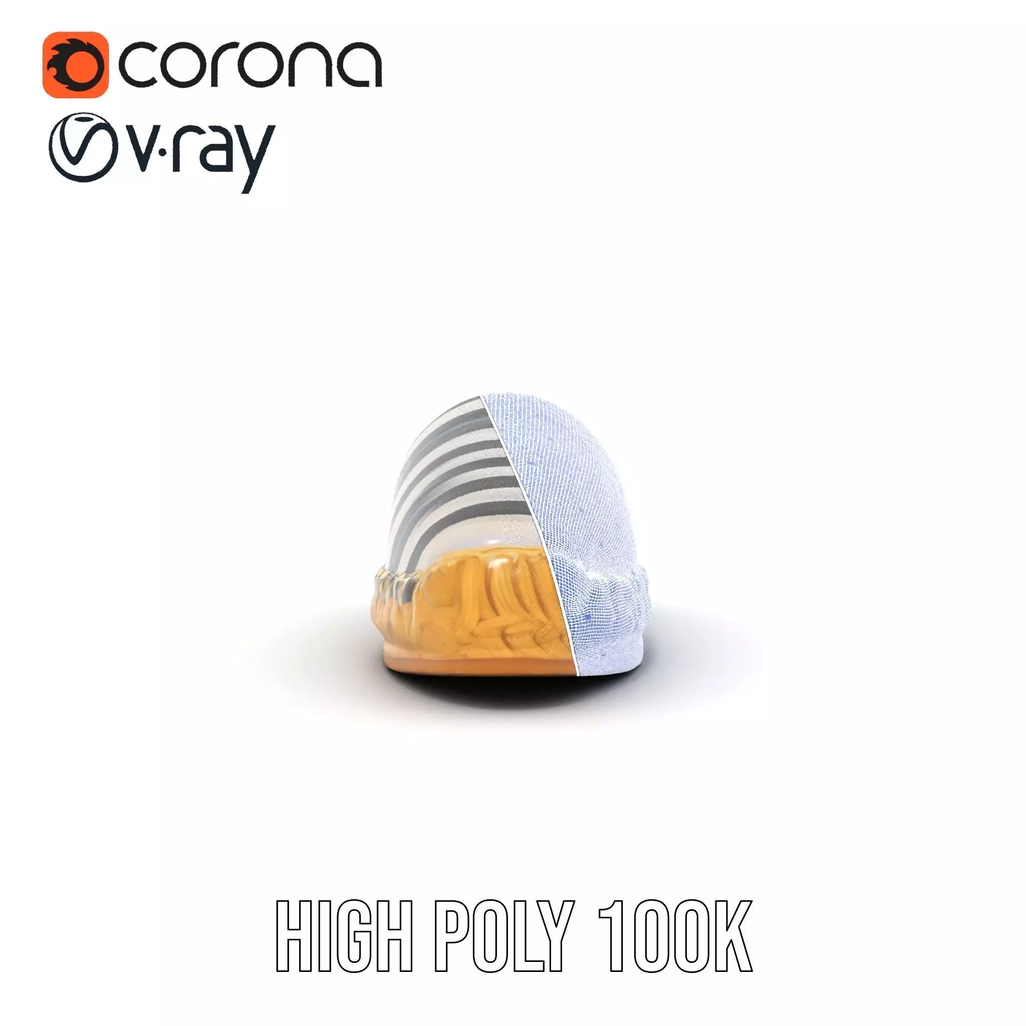 Striped Espadrille Shoe model pack Low-poly 3D model_34