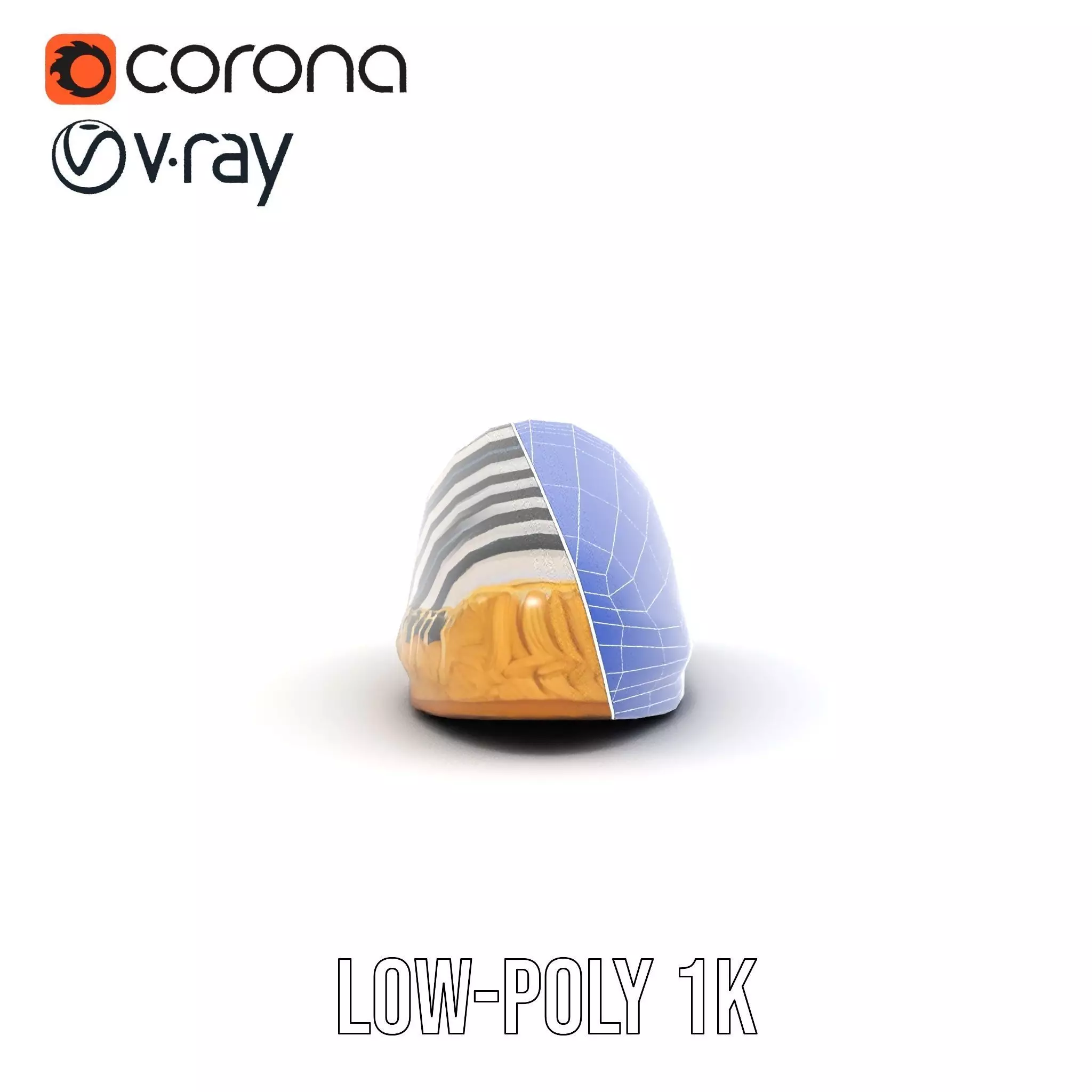 Striped Espadrille Shoe model pack Low-poly 3D model_27