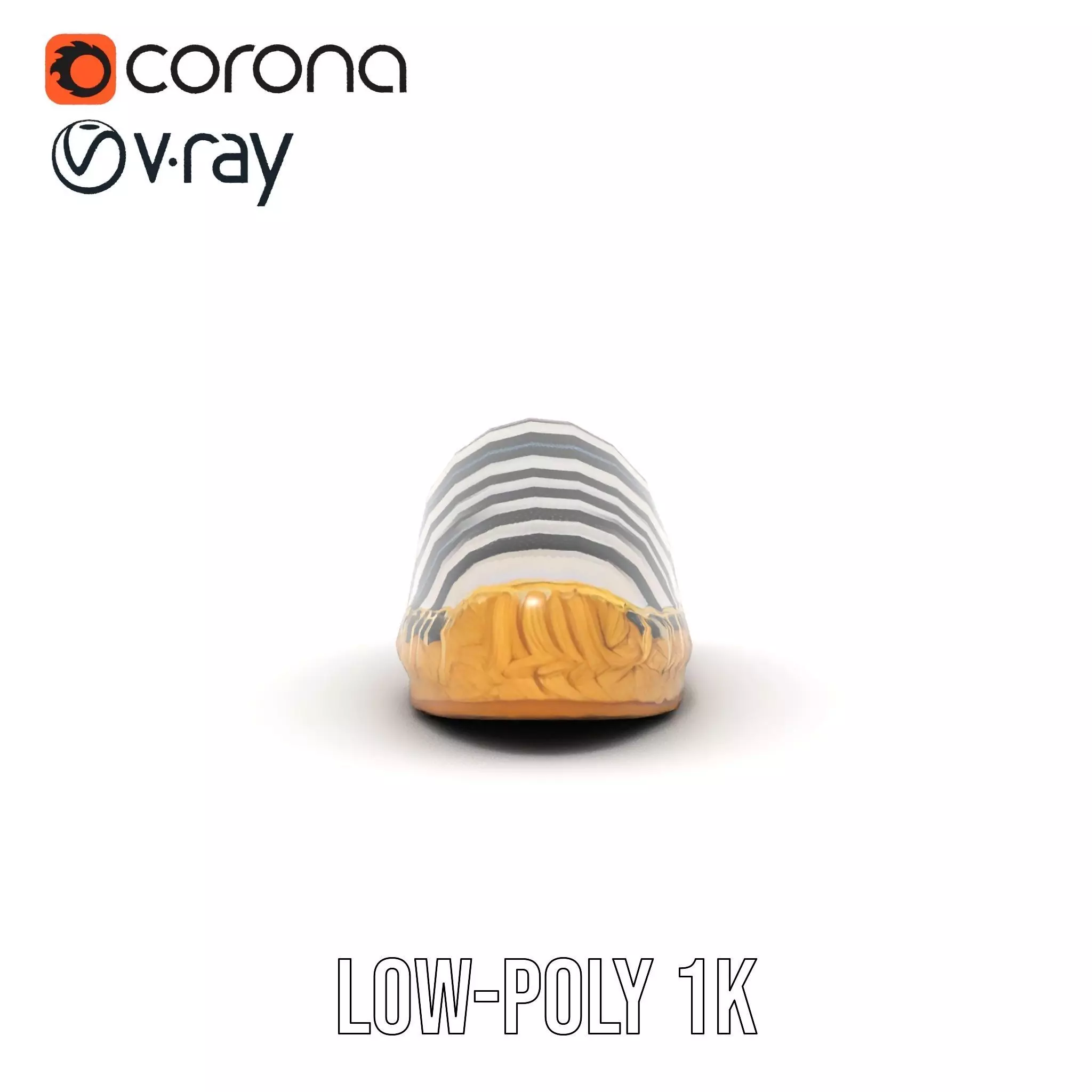 Striped Espadrille Shoe model pack Low-poly 3D model_7