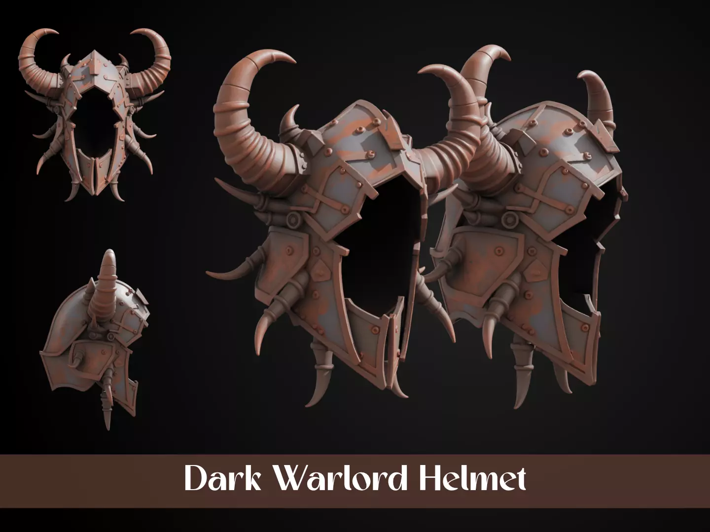 Stylized Orc Helmet - Dark Warlord 3D print model