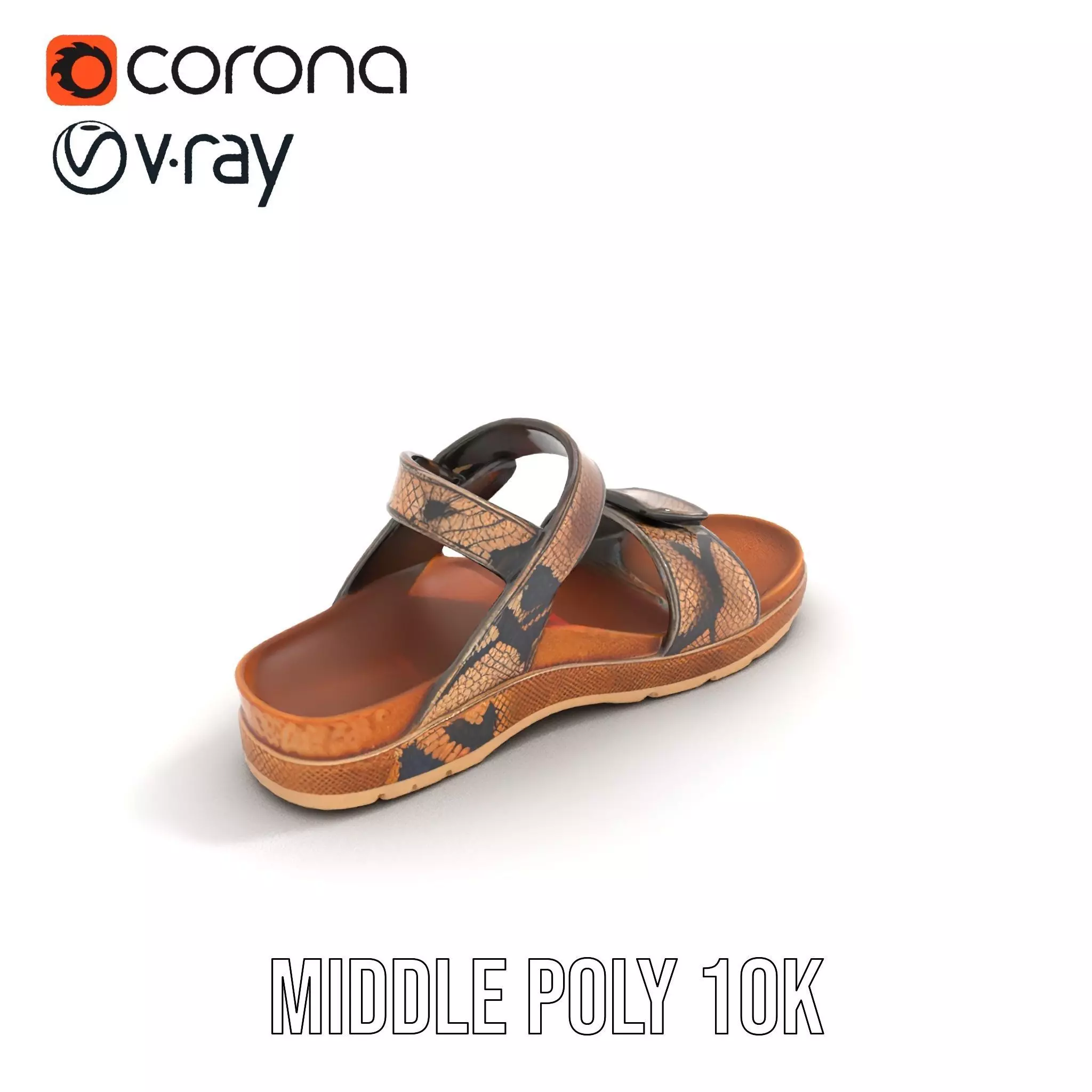 Snake Pattern Sandal model pack Low-poly 3D model_5