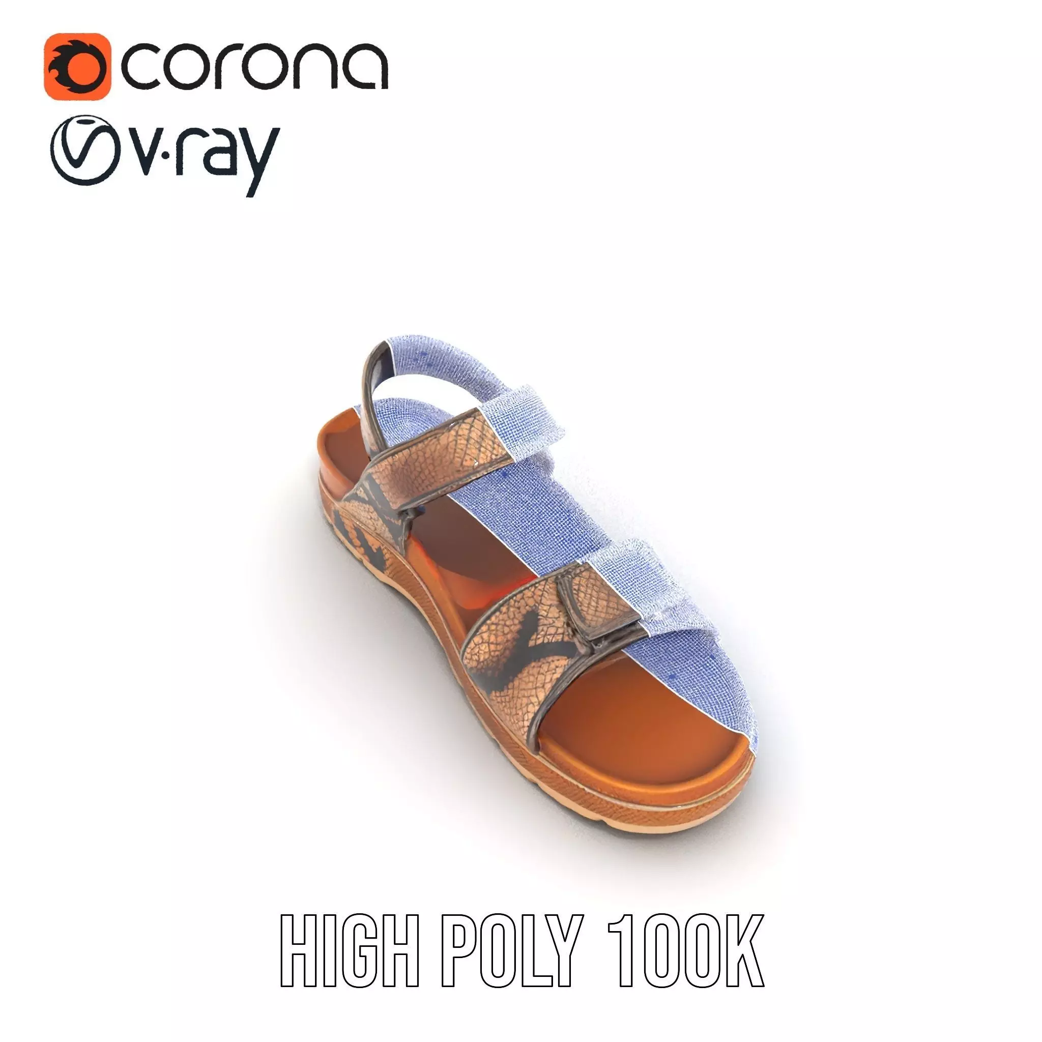 Snake Pattern Sandal model pack Low-poly 3D model_28