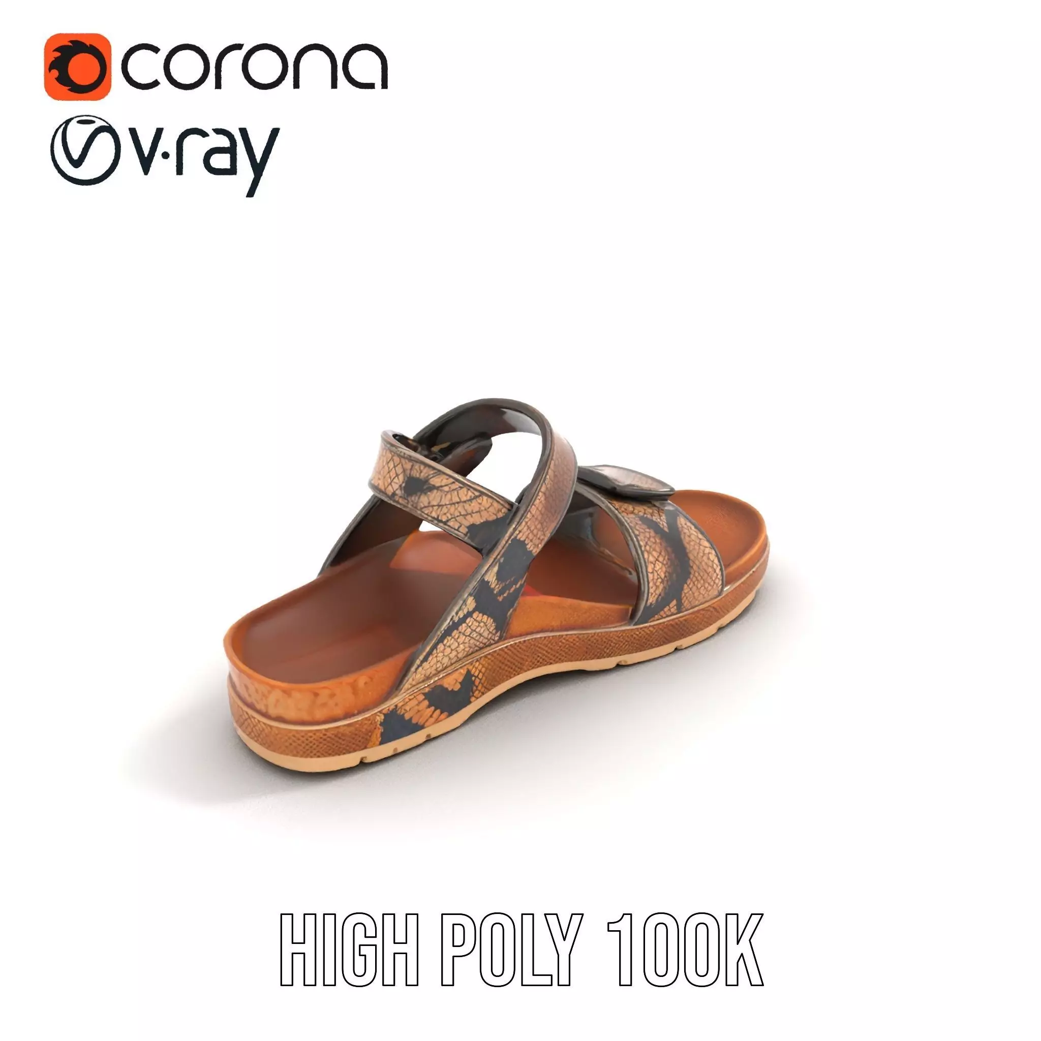 Snake Pattern Sandal model pack Low-poly 3D model_10