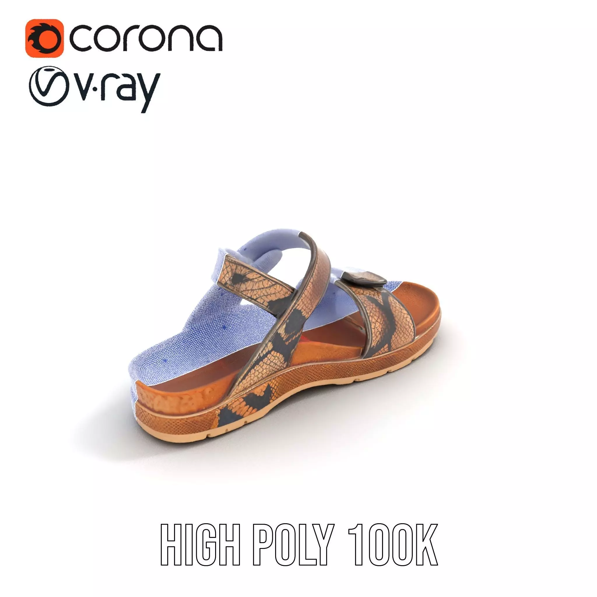 Snake Pattern Sandal model pack Low-poly 3D model_32