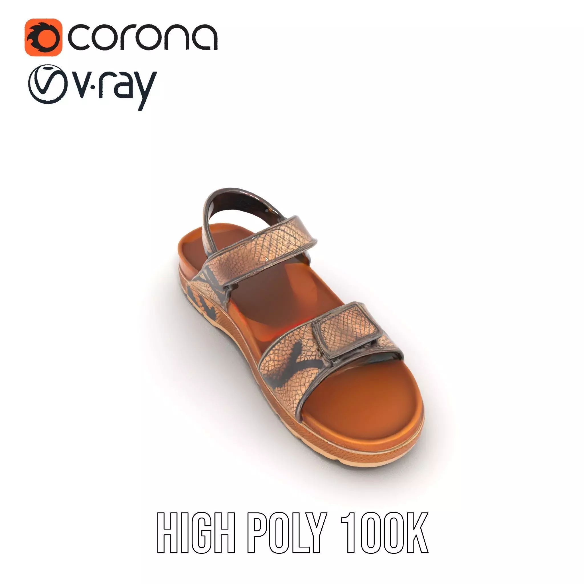 Snake Pattern Sandal model pack Low-poly 3D model_25