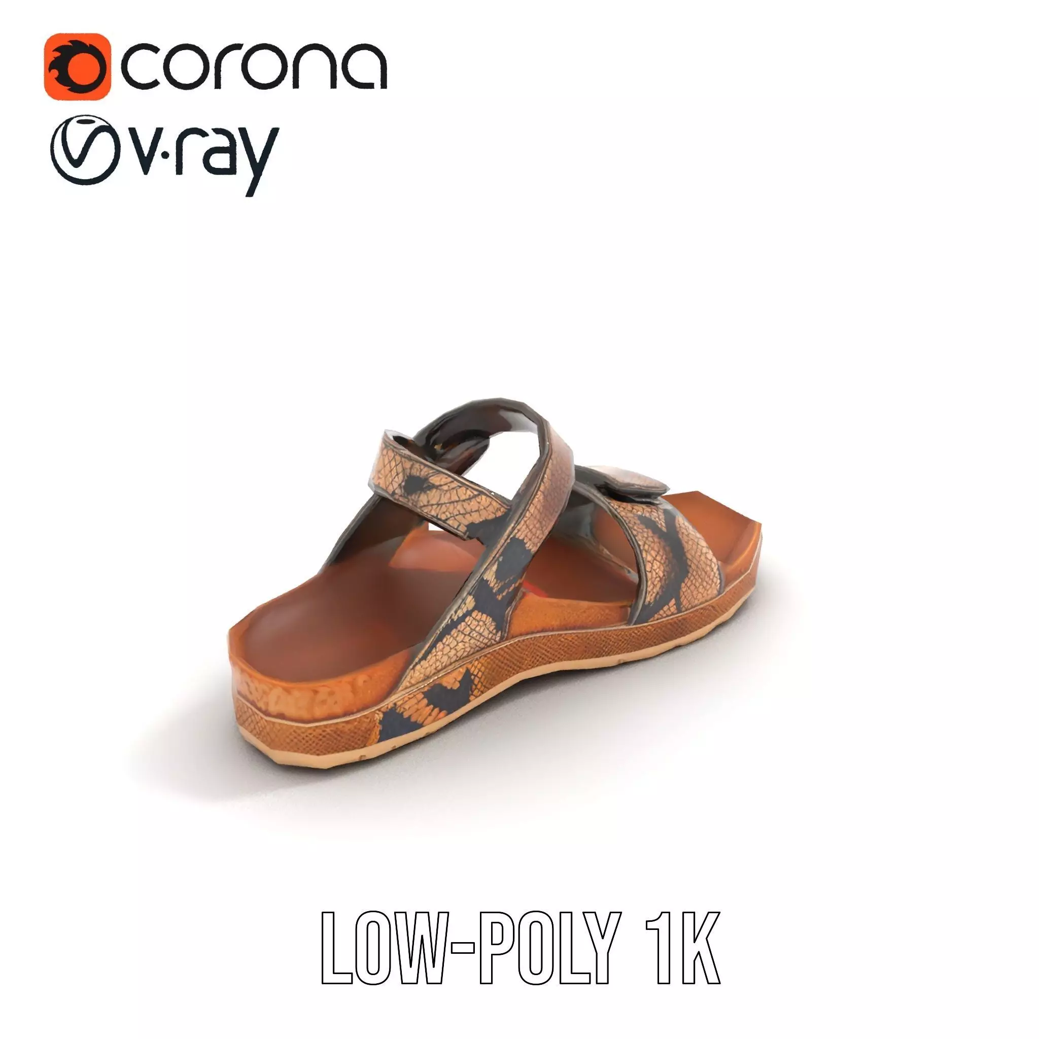 Snake Pattern Sandal model pack Low-poly 3D model_12