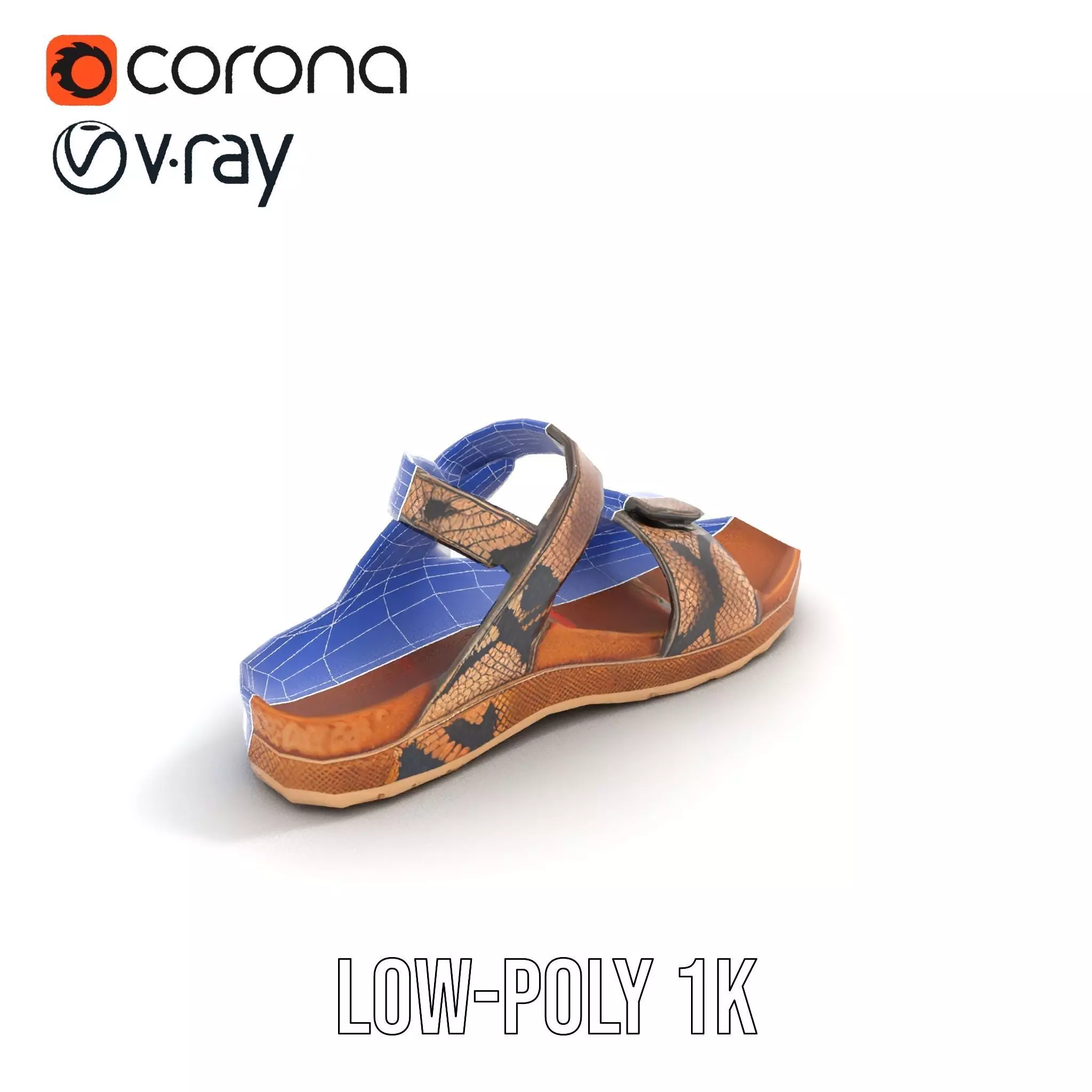 Snake Pattern Sandal model pack Low-poly 3D model_27