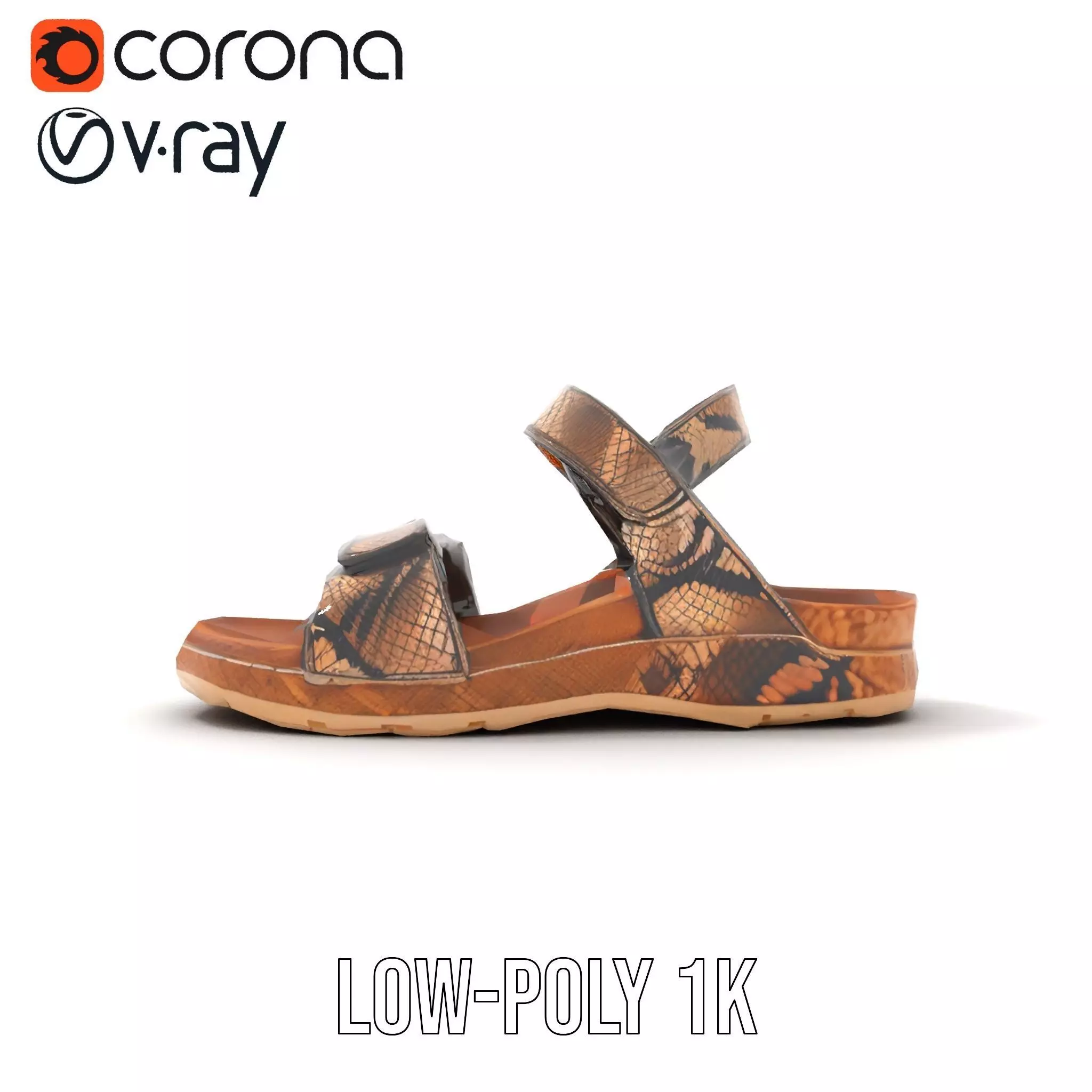 Snake Pattern Sandal model pack Low-poly 3D model_22