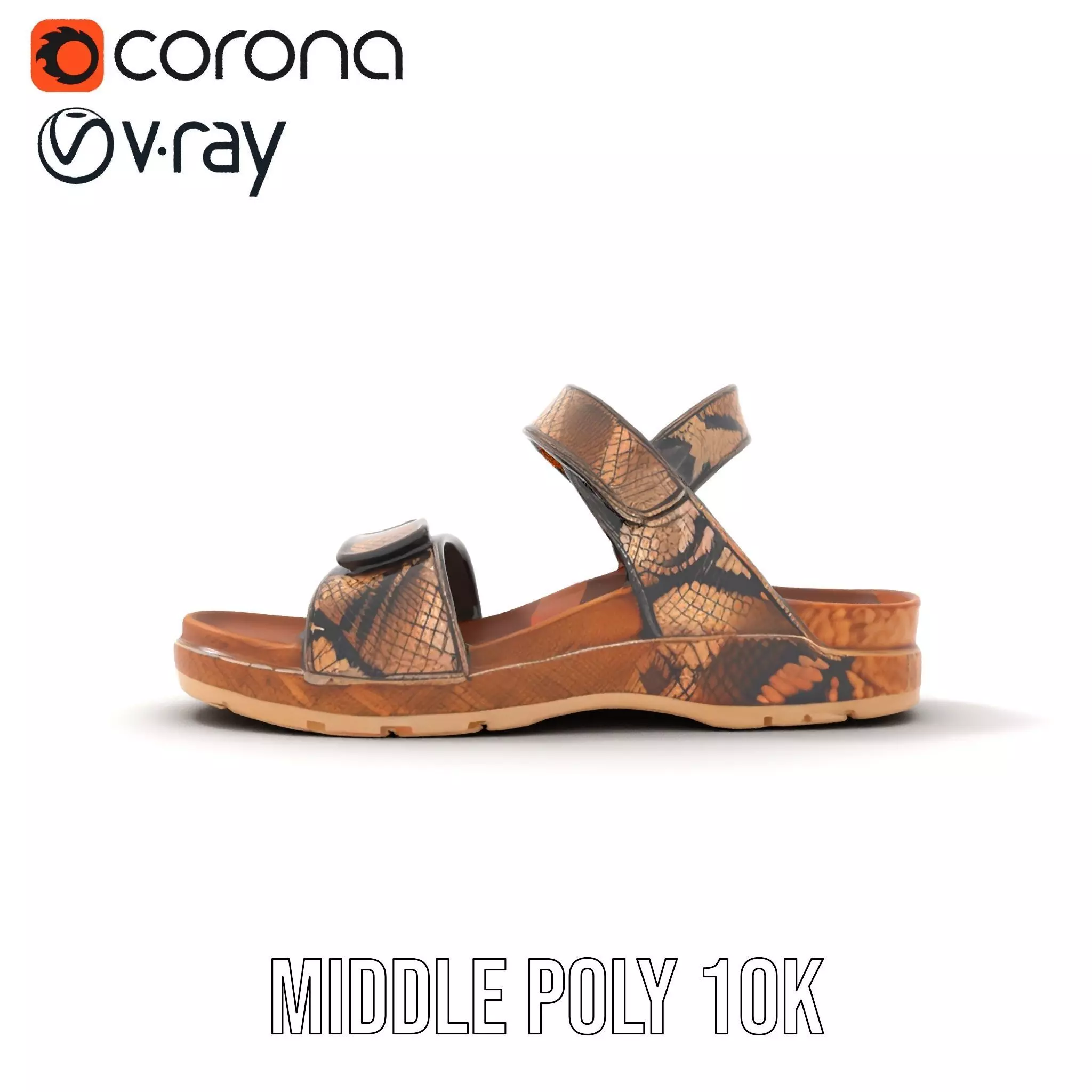 Snake Pattern Sandal model pack Low-poly 3D model_15