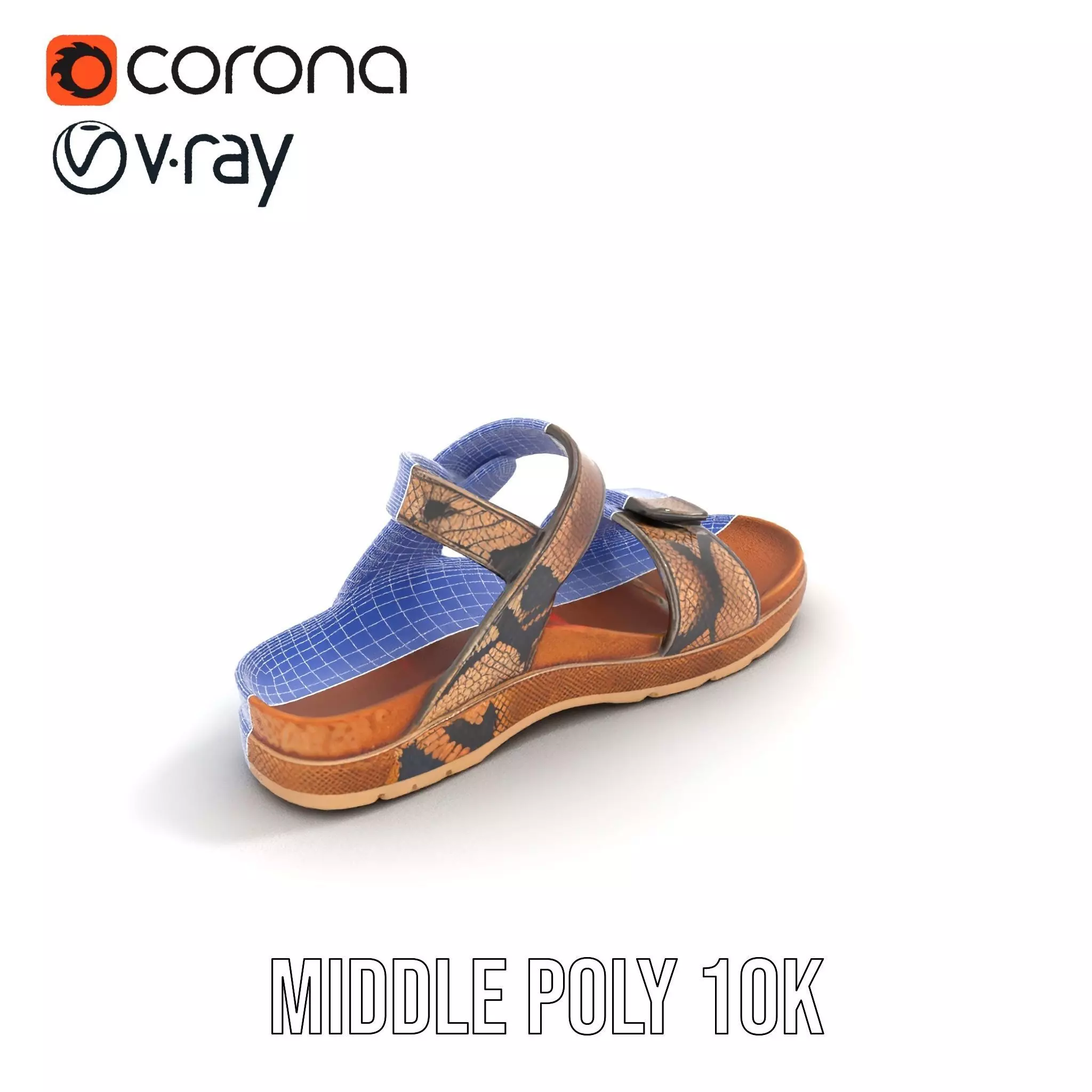 Snake Pattern Sandal model pack Low-poly 3D model_11