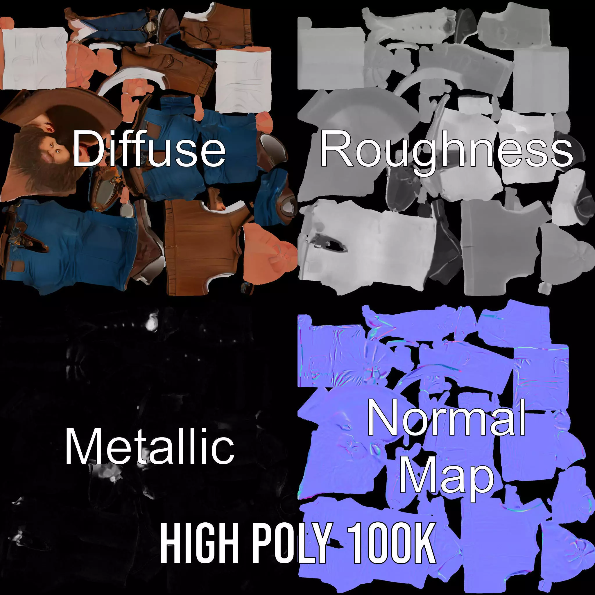 Cowboy Adventurer model pack Low-poly 3D model_3