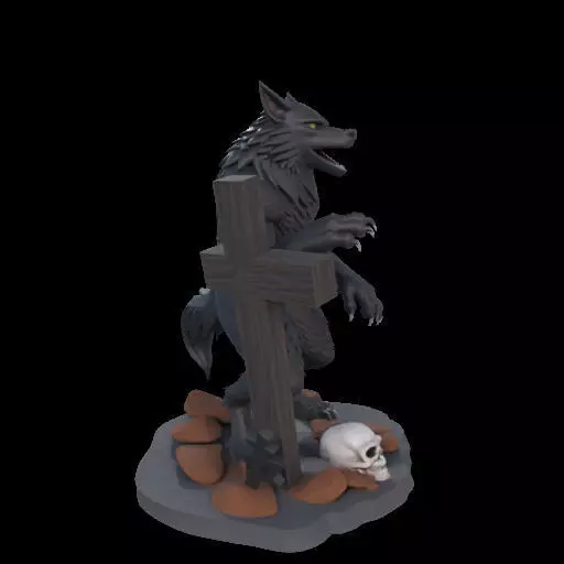 2219  COLORFUL Werewolf Howling  3D Model  magic 3D print model_28