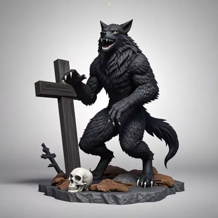 2219  COLORFUL Werewolf Howling  3D Model  magic 3D print model_30