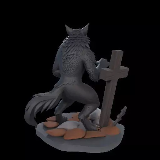 2219  COLORFUL Werewolf Howling  3D Model  magic 3D print model_7