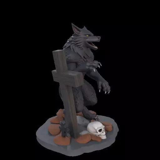 2219  COLORFUL Werewolf Howling  3D Model  magic 3D print model_27