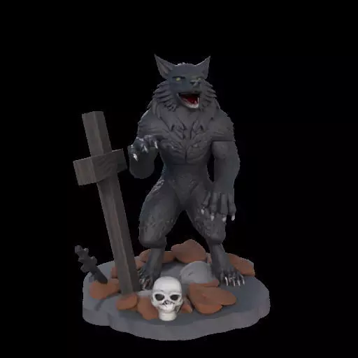 2219  COLORFUL Werewolf Howling  3D Model  magic 3D print model_23