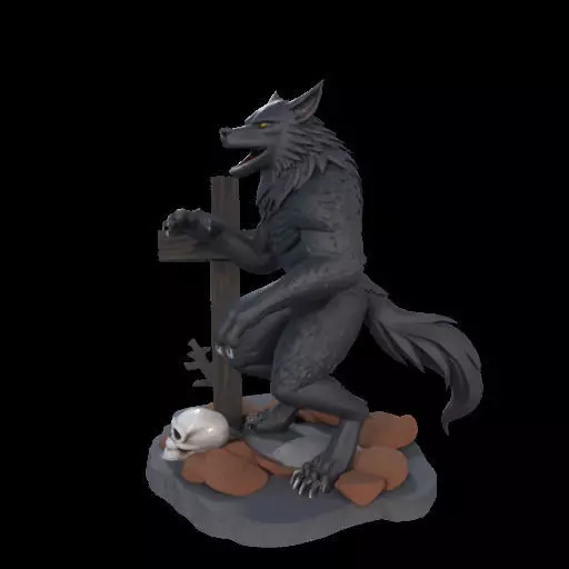 2219  COLORFUL Werewolf Howling  3D Model  magic 3D print model_20
