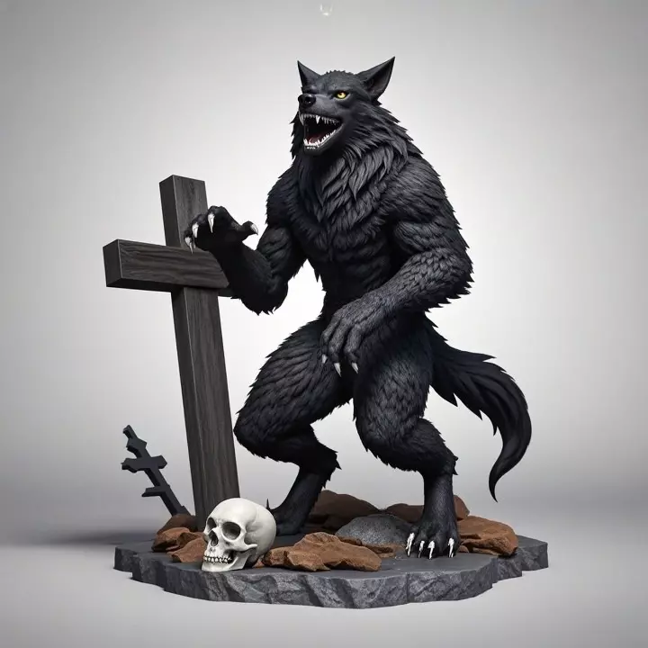 2219  COLORFUL Werewolf Howling  3D Model  magic 3D print model_32
