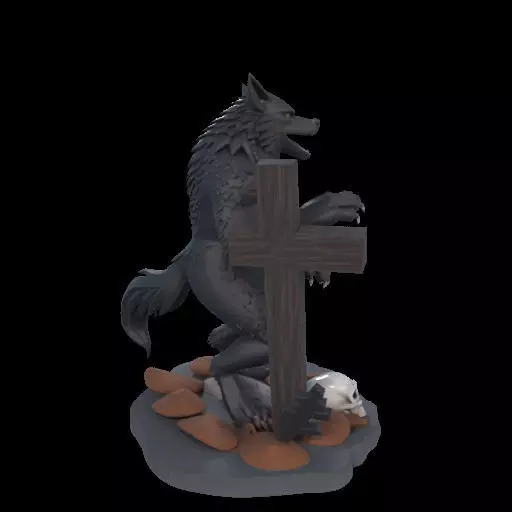 2219  COLORFUL Werewolf Howling  3D Model  magic 3D print model_2