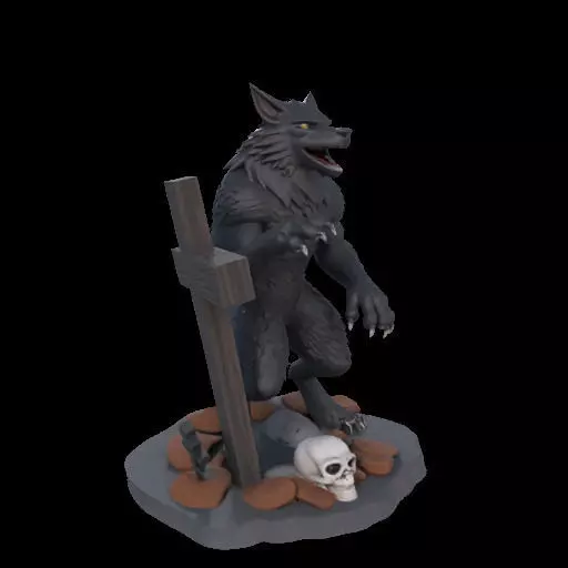 2219  COLORFUL Werewolf Howling  3D Model  magic 3D print model_26
