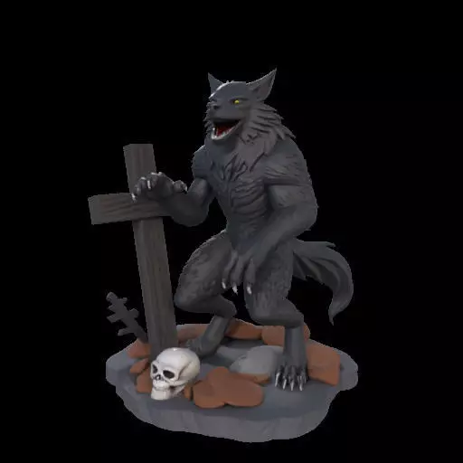 2219  COLORFUL Werewolf Howling  3D Model  magic 3D print model_0