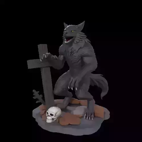 2219  COLORFUL Werewolf Howling  3D Model  magic