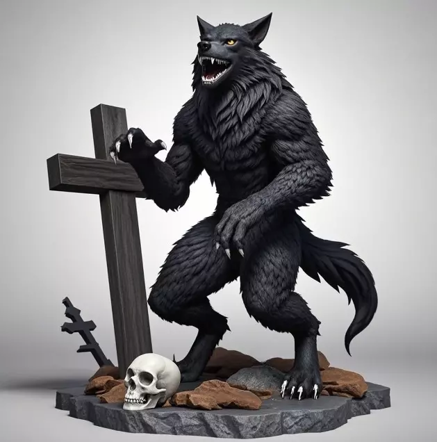 2219  COLORFUL Werewolf Howling  3D Model  magic 3D print model_33