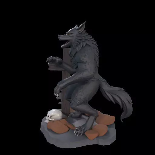 2219  COLORFUL Werewolf Howling  3D Model  magic 3D print model_19