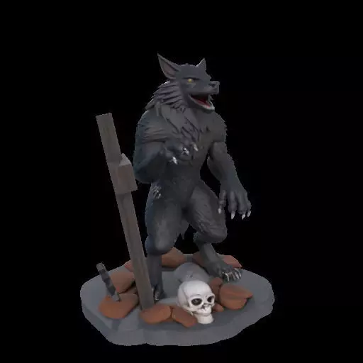 2219  COLORFUL Werewolf Howling  3D Model  magic 3D print model_25