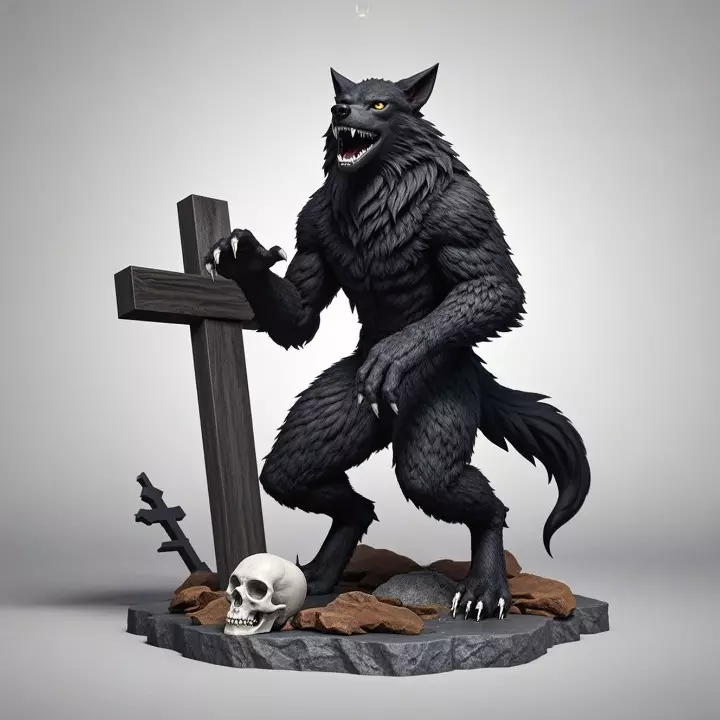 2219  COLORFUL Werewolf Howling  3D Model  magic 3D print model_31