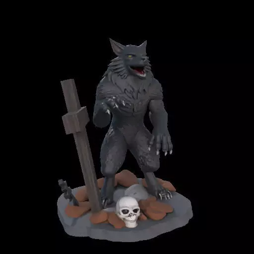 2219  COLORFUL Werewolf Howling  3D Model  magic 3D print model_24